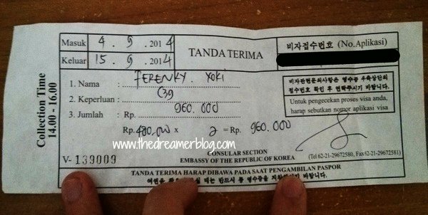 Tanda Terima Visa Korea Selatan