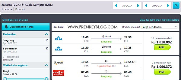 Tiket Murah Jakarta ke Kuala Lumpur dengan KLM
